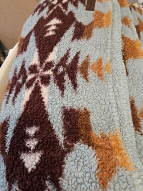 Pendleton Aqua Blue Sands Blanket Southwest Aztec Sherpa Fleece 112"x 92" King
